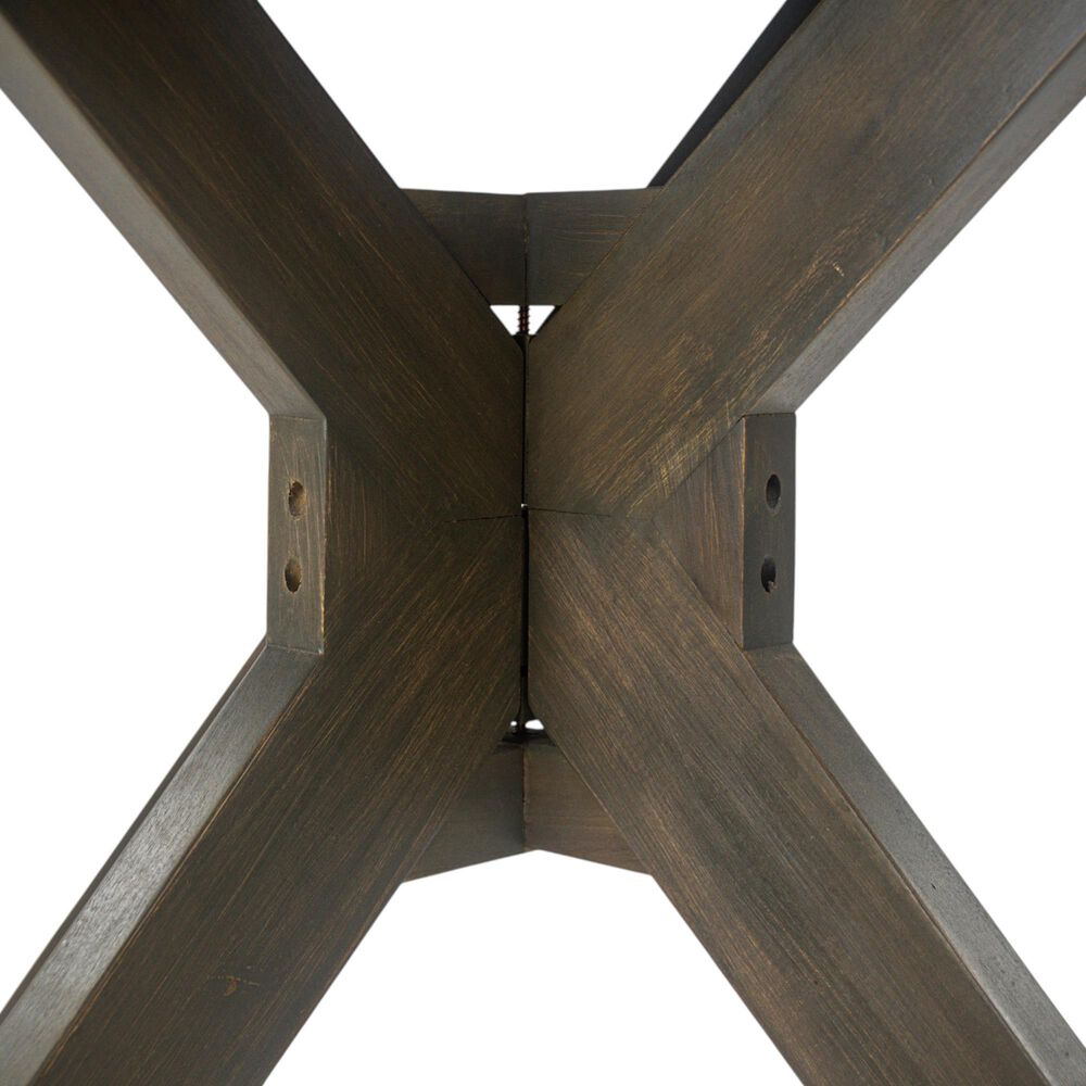 HOMLUX Outdoor Stanford Round Acacia Wood Dining Table with X Base in Gray - Table Only, , large
