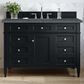 James Martin Vanities Brittany 48" Single Bathroom Vanity in Black Onyx with 3 cm Parisien Bleu Quartz Top and Rectangular Sink, , large