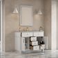 James Martin Bellshire 48" Single Bathroom Vanity in Bright White with 3 cm Victorian Silver Silestone Top, Rectangular Sink and FreePower Wireless Charger, , large