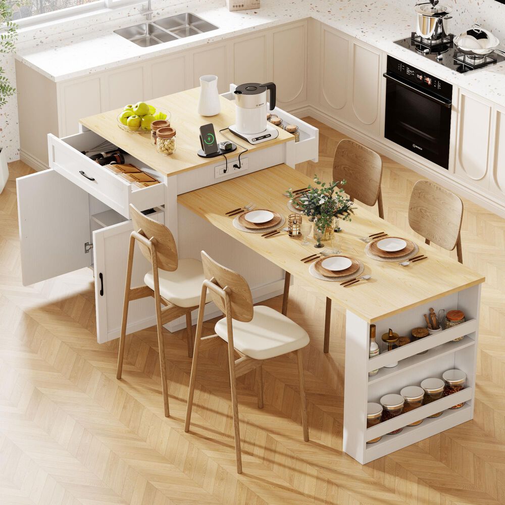 HOMLUX 83" Kitchen Island in White, , large