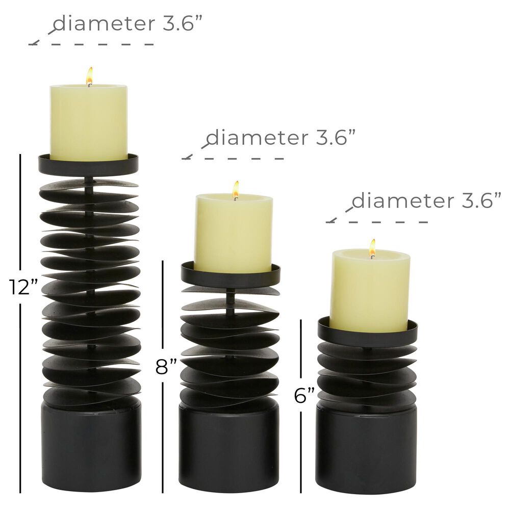 Maple and Jade Pillar Candle Holder in Black &#40;Set of 3&#41;, , large