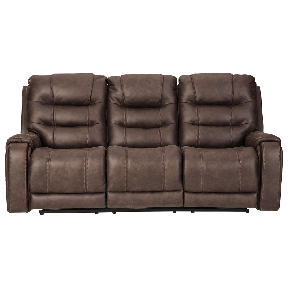 Signature Design by Ashley Yacolt Power Reclining Sofa with Adjustable Headrest in Walnut Shop NFM