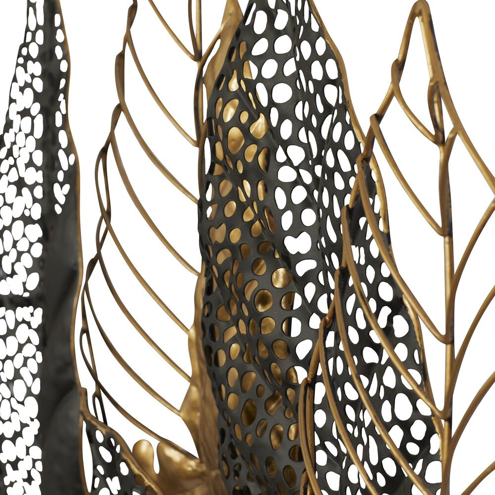 Maple and Jade 26&quot; x 38&quot; Leaves Wall Decor in Black and Gold, , large