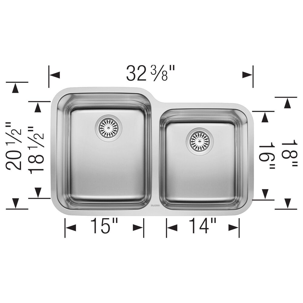 Blanco Stellar 32&quot; 1-3/4 Double Bowl Kitchen Sink in Refined Brushed, , large