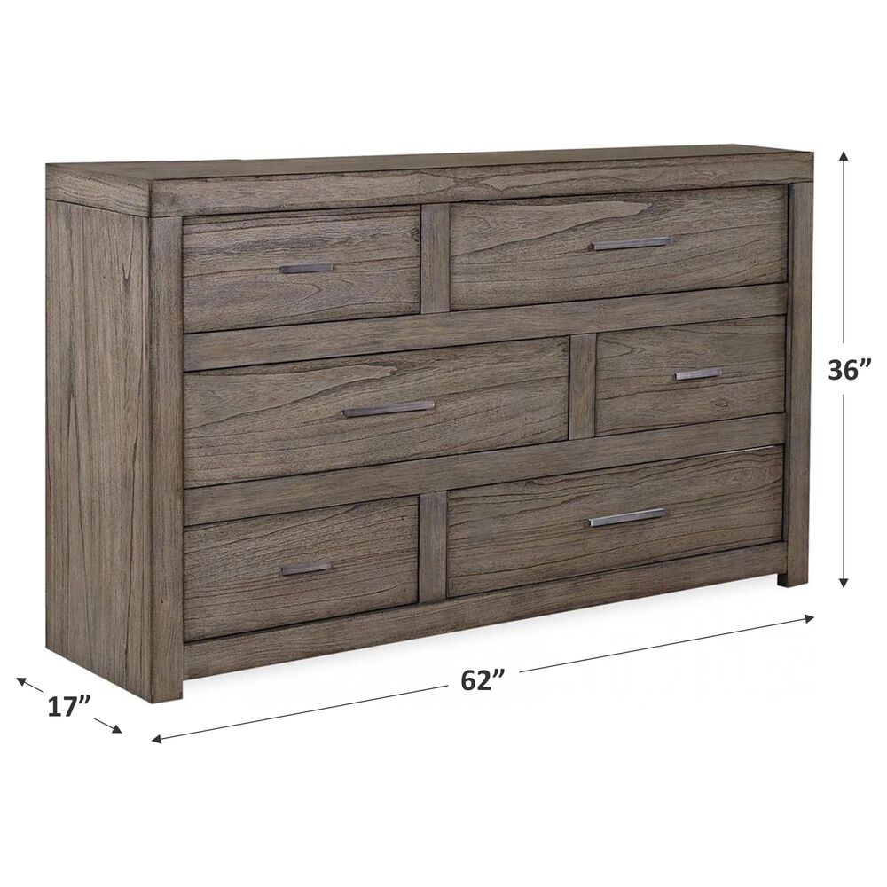 Riva Ridge Modern Loft 6 Drawer Dresser in Greystone, , large