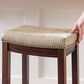 Linon Home Decor Claridge Counter Stool with Beige Cushion in Dark Brown, , large