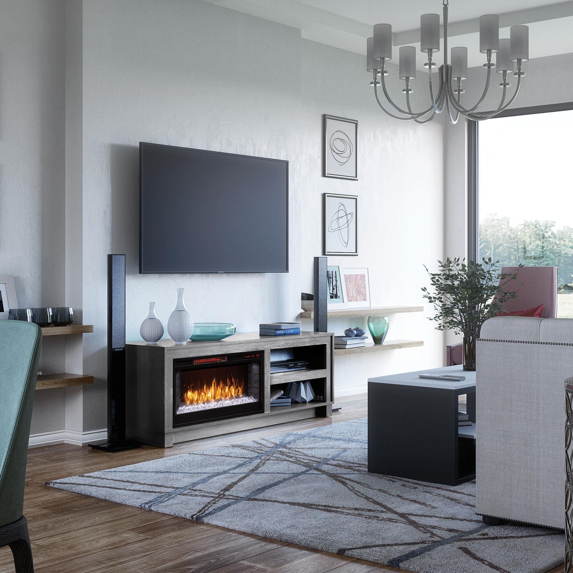 Greentouch USA Bushwick Fireplace Insert in Gray Oak NFM
