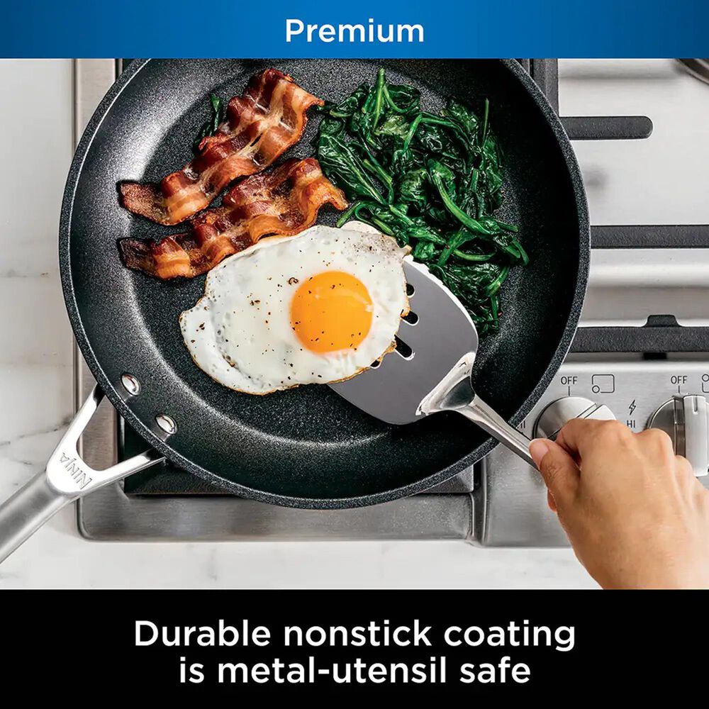 Wolfgang Puck 3-Piece Stainless Steel Skillet Set, Scratch-Resistant Non-Stick Coating