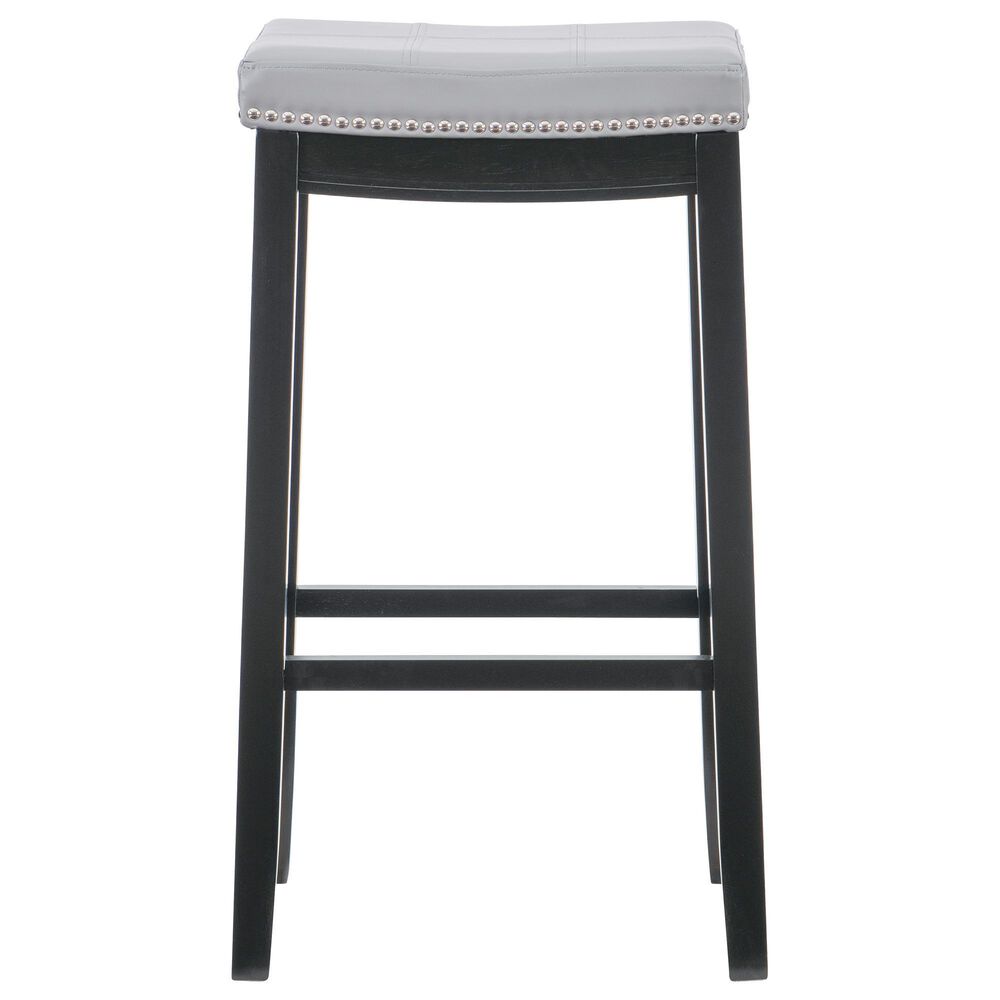 Linon Home Decor Claridge Bar Stool with Light Grey Cushion in Black, , large