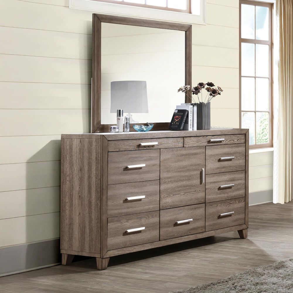 New Heritage Design Harrisburg 5-Piece Queen Bedroom Set in Walnut Brown with LED Lighting and USB Port, , large