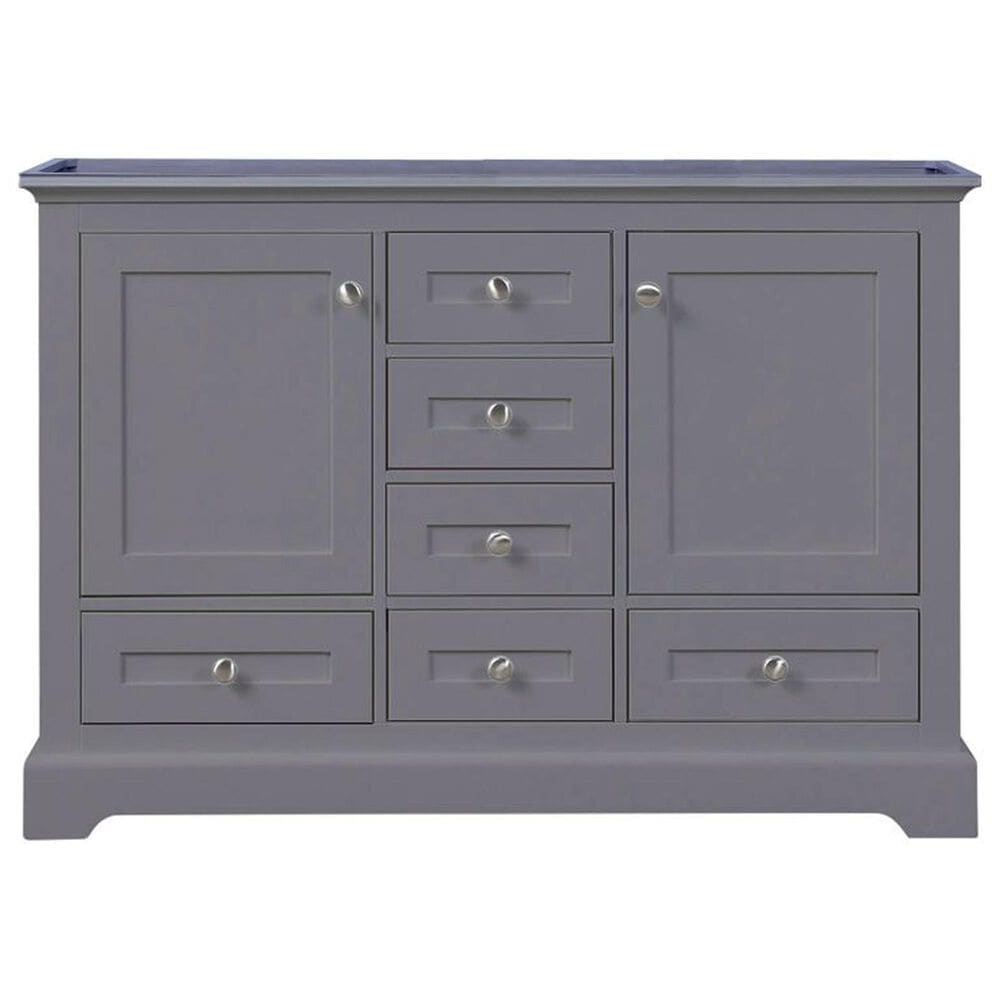 Lexora Home Dukes 48&quot; Double Bathroom Vanity in Dark Grey with 2 cm White Carrara Marble Top and Rectangular Sinks, , large