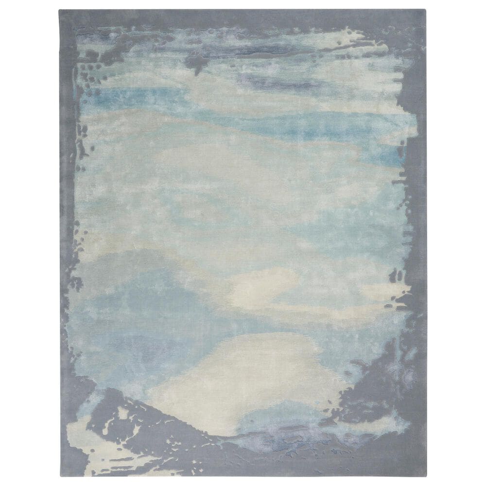 Nourison Prismatic PRS19 8"7" x 11"6" Seafoam and Silver Area Rug, , large