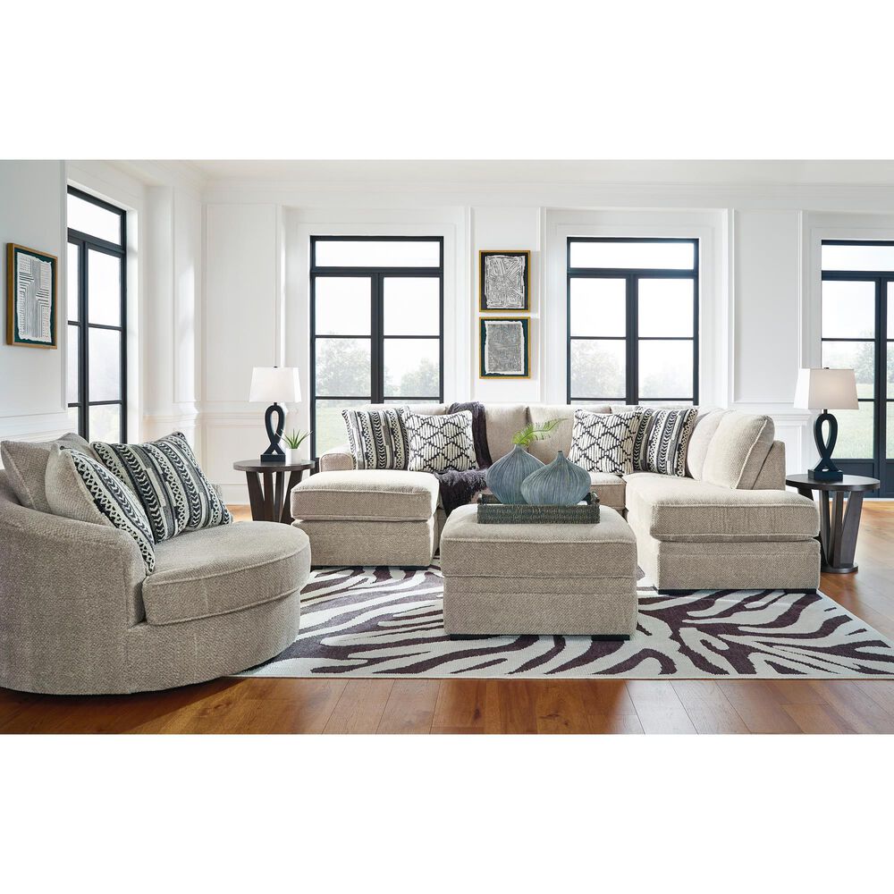Ashley Calnita Oversized Swivel Accent Chair with Ottoman in Sisal, , large