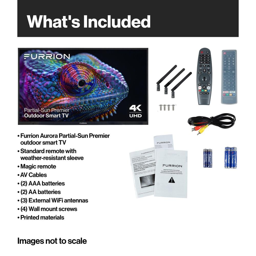 Furrion Aurora 55" Partial-Sun Premier 4K LED - Outdoor Smart TV with Fixed Tilt Mount in Black, , large