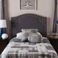 Baxton Studio Aubrey Twin Upholstered Panel Headboard in Dark Grey, , large