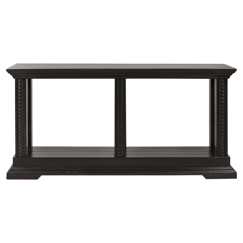 Santa Fe Rustic Pedestal Console Table in Antique Black Brown, , large