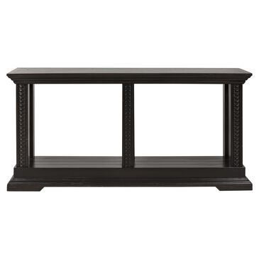 Santa Fe Rustic Pedestal Console Table in Antique Black Brown, , large
