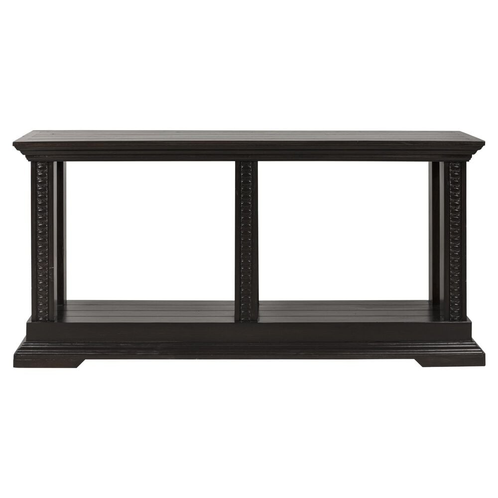 Santa Fe Rustic Pedestal Console Table in Antique Black Brown, , large