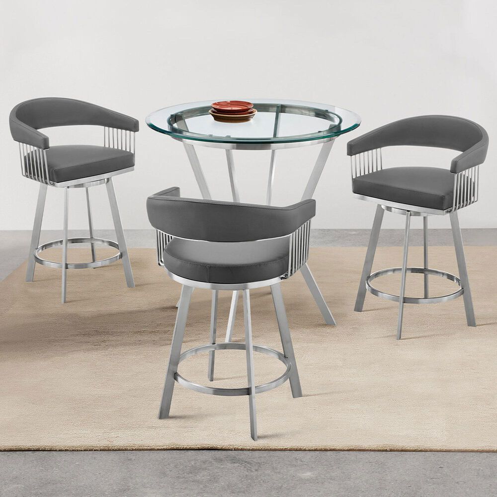 Blue River Naomi and Chelsea 4-Piece Counter Height Dining Set in Stainless Steel, , large