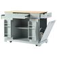 HOMLUX 47" Fluted Kitchen Island with Trash Can Storage Cabinet in Grey, Blue and Natural, , large