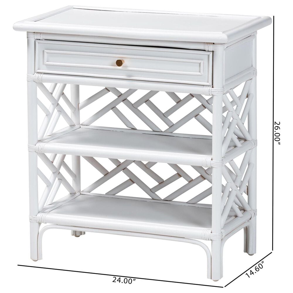 Baxton Studio Tiaret 1-Drawer Nightstand in White, , large