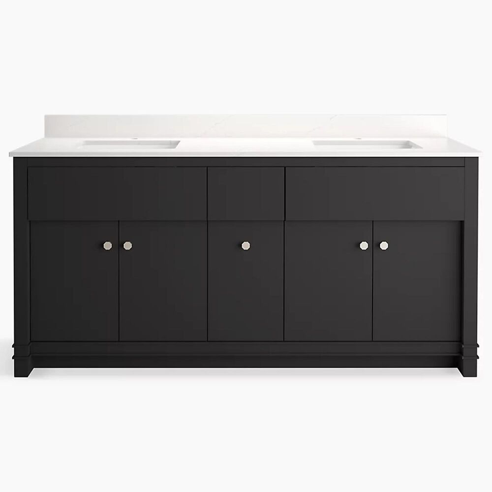 Kohler Alouette 72" Double Bathroom Vanity in Ferrous Grey with 2 cm White Quartz Top and Rectangular Sinks, , large