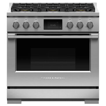 Fisher and Paykel 36" Professional Dual Fuel Range with Natural Gas in Stainless Steel, , large