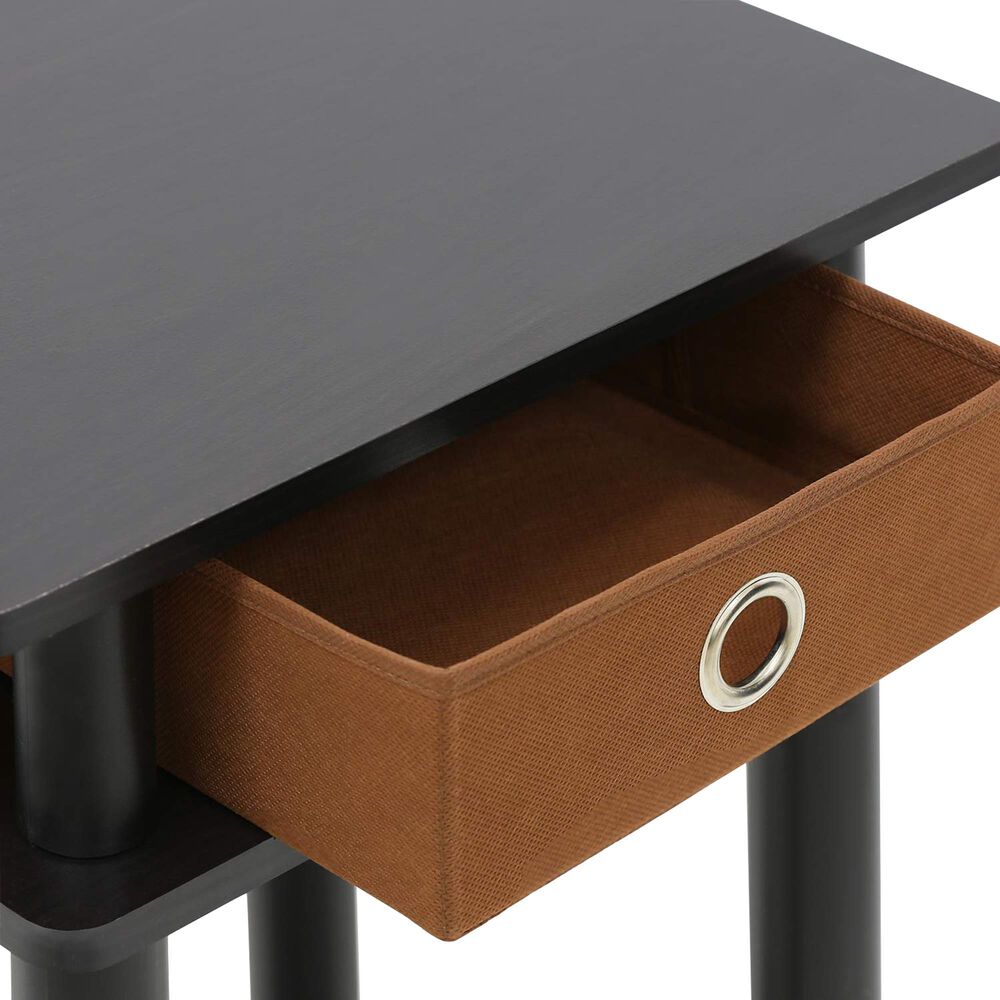 HOMLUX Tall End Table with Bin in Espresso and Black (Set of 2), , large
