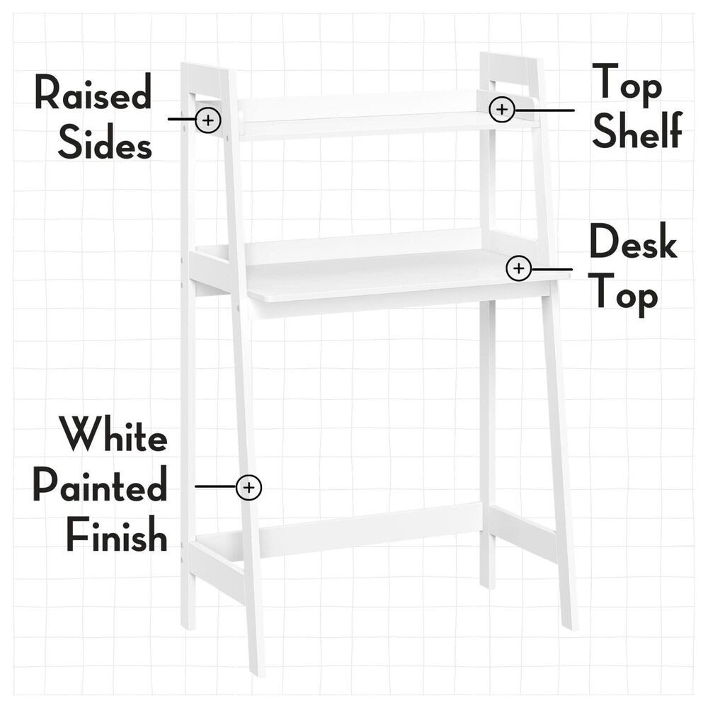 RiverRidge Home Buckins Kids Desk with Ladder Shelf Storage in White, , large