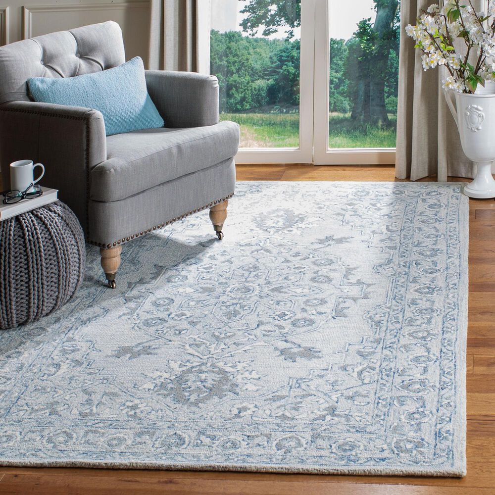 Safavieh Micro-Loop MLP504M 4&#39; x 6&#39; Light Blue and Ivory Area Rug, , large