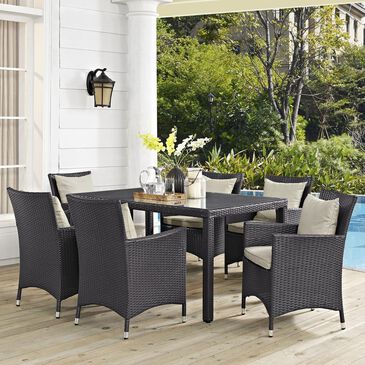 Modway Convene 7-Piece 59" Dining Set in Espresso and Beige, , large