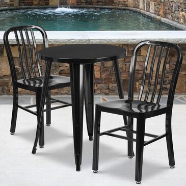 Flash Furniture 3-Piece Metal Table Set in Black, , large