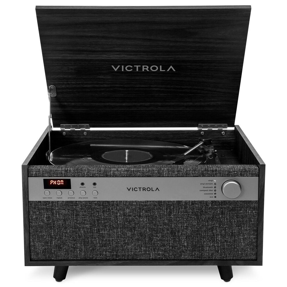 Victrola Century 6-in-1 Music Center Record Player with 3-Speed Turntable in Black, , large