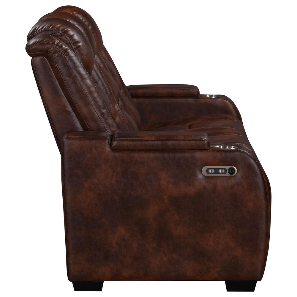 New Heritage Design Chester Power Reclining Sofa in Brown, , large