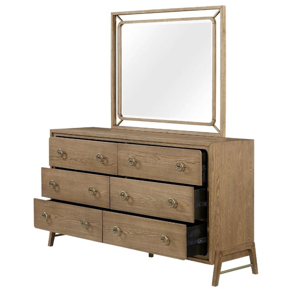 Sterling Timber Elure Wood and Metal Dresser Mirror in Latte, , large
