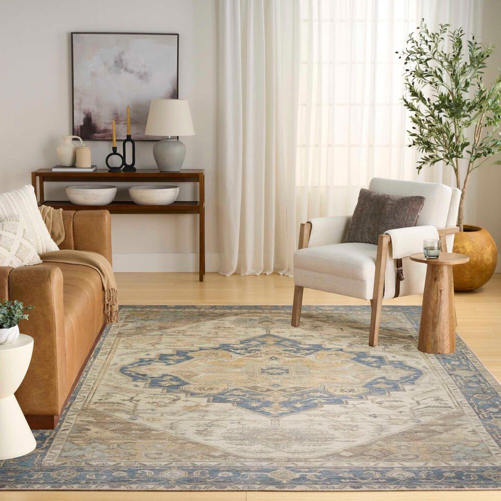 Nourison Vintage Washables Blue and Green 7'10" x 9'10" Area Rug, , large