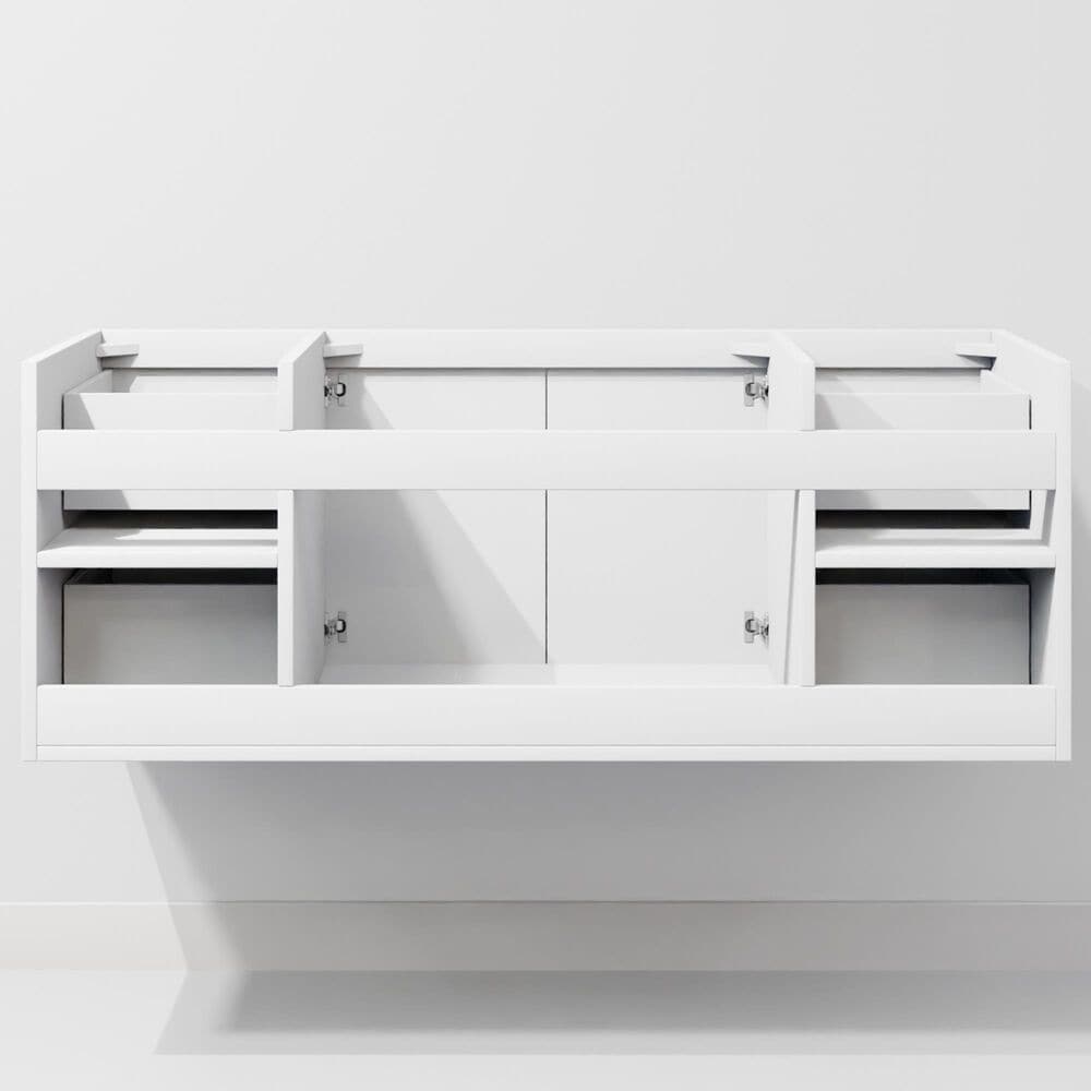 Lexora Home Geneva 48" Single Bathroom Vanity in Glossy White with 2 cm White Carrara Marble Top and Rectangular Sink, , large