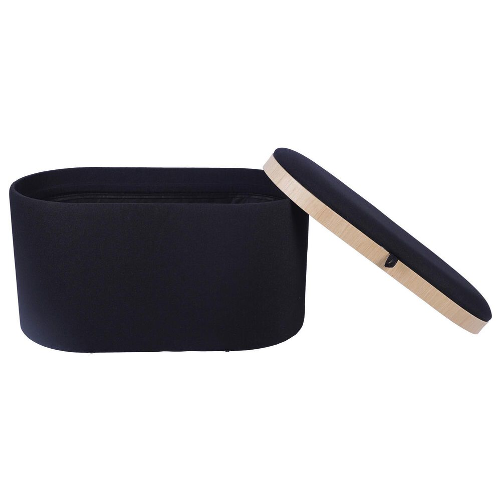 Rta Products Storage Ottoman with Reversible Tray Top in Black, , large