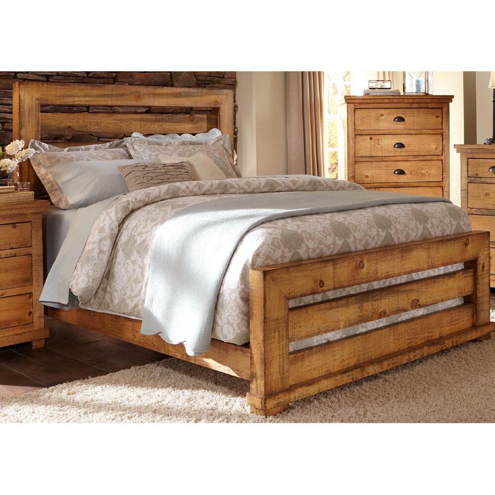 Tiddal Home Willow Queen Slat Bed in Distressed Pine, , large