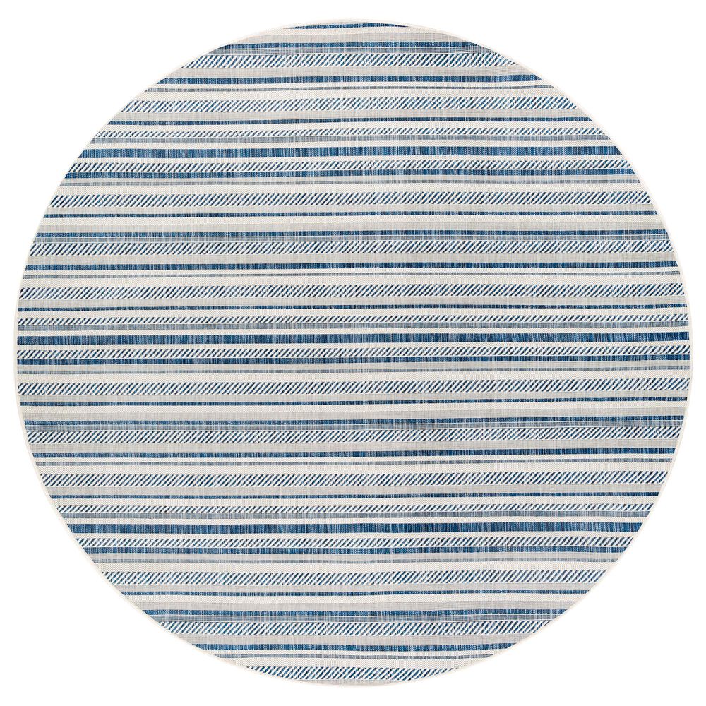 Surya Eagean EAG-2337 Navy, Light Blue, Blue and White 5"3" Round Indoor/Outdoor Area Rug, , large