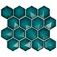 Dal-Tile Artefino Jewel Aquamarine 3" Pyramid Hexagon Apex on 11" x 12" Porcelain Mosaic Sheet, , large