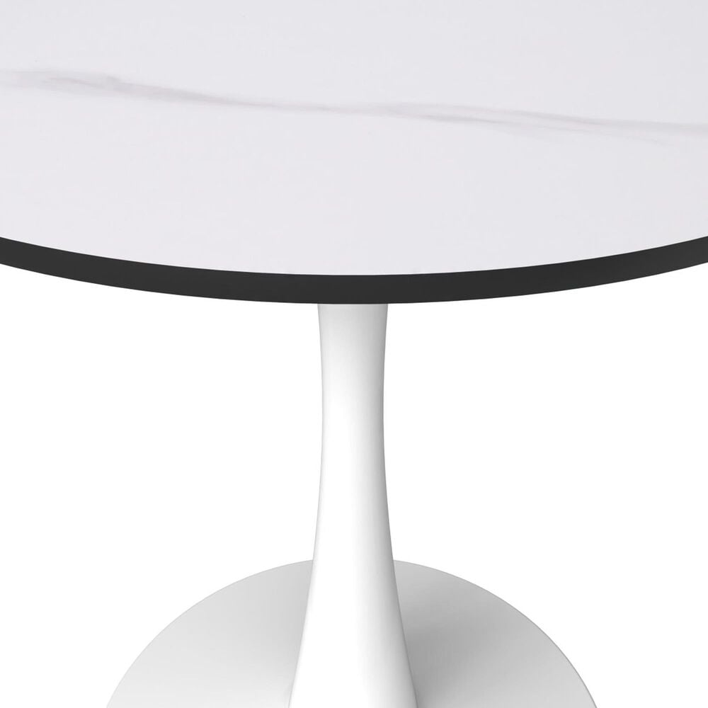 Leisuremod Leisuremod Bristol 31 round dining table White base with White Sintered stone Top, , large
