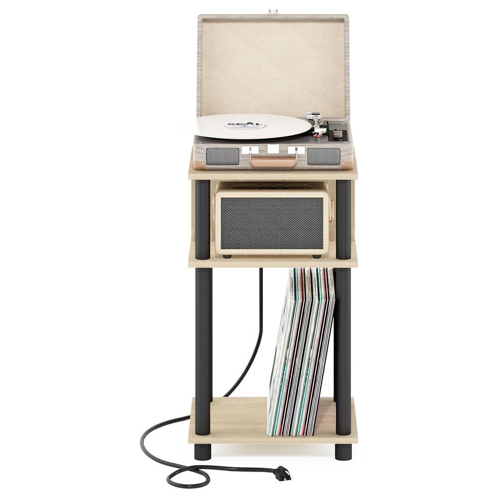 HOMLUX 3-Tier Turn-N-Tube End Table in Bauhaus Oak and Black, , large