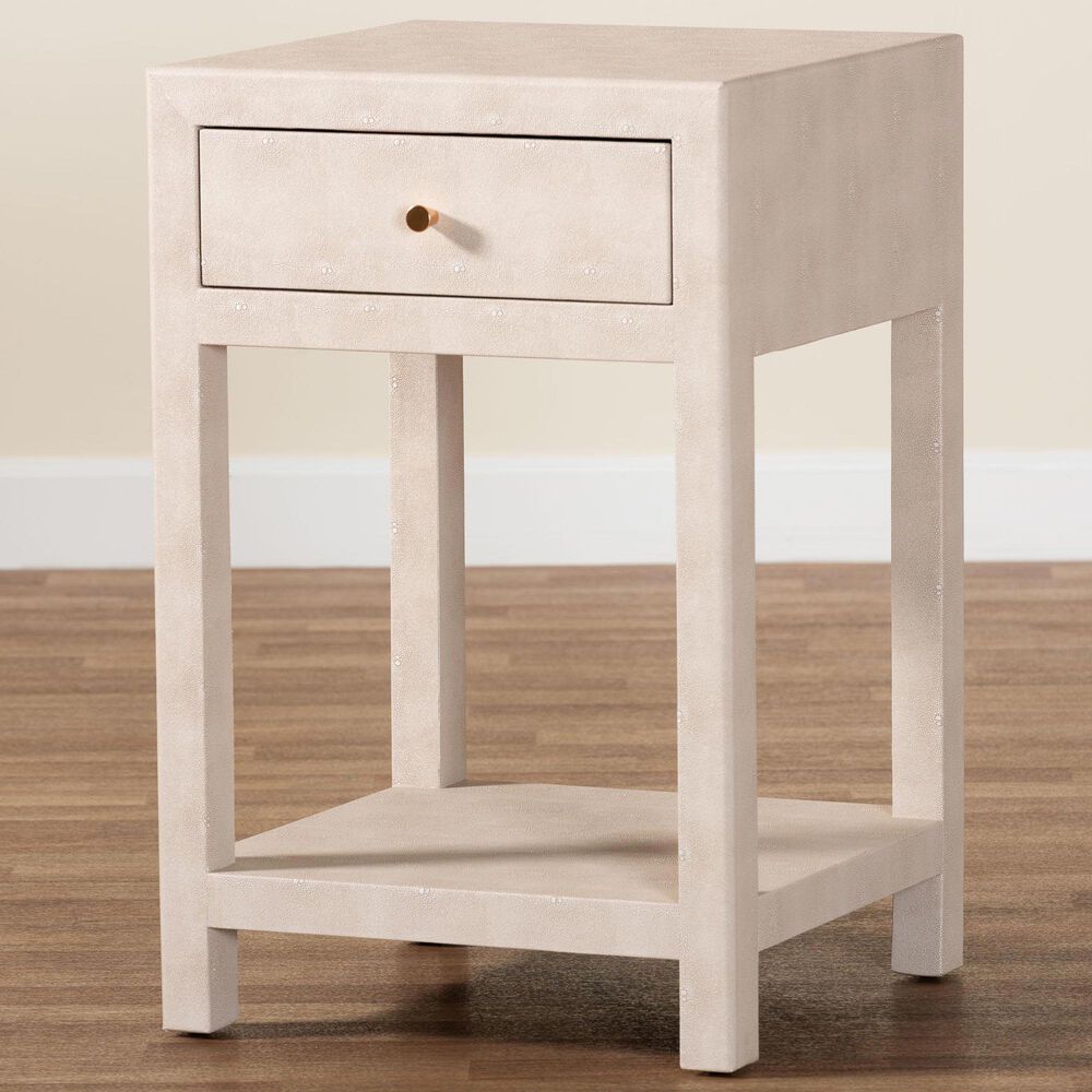 Baxton Studio Dansby 1-Drawer End Table in Beige, , large