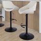 LumiSource Fabrico Swivel Adjustable Bar Stool with Cream Noise Fabric Upholstery and Rounded T Footrest in Black (Set of 2), , large