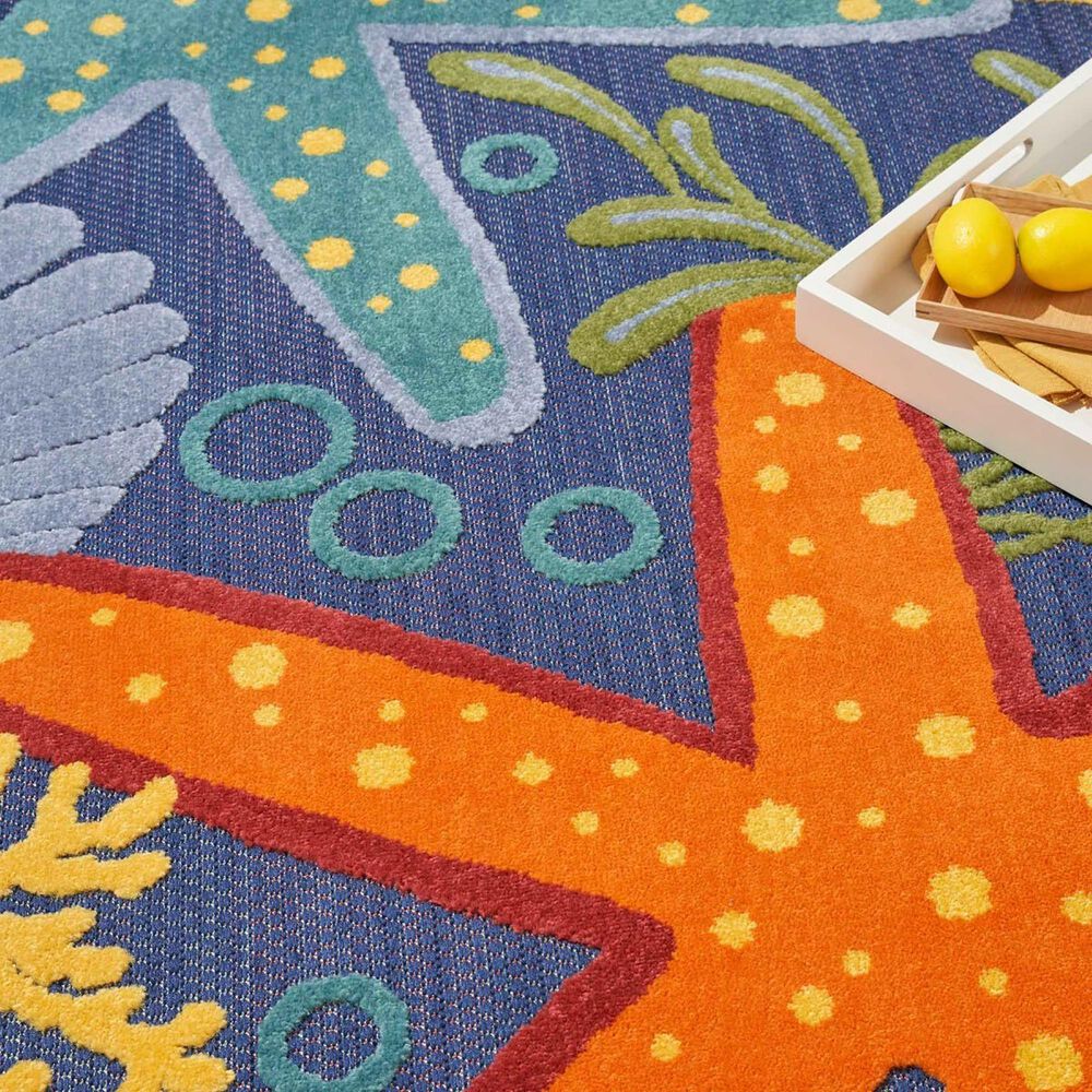 Nourison Aloha ALH24 7&#39;10&quot; x 10&#39;6&quot; Navy and Multicolor Indoor/Outdoor Area Rug, , large