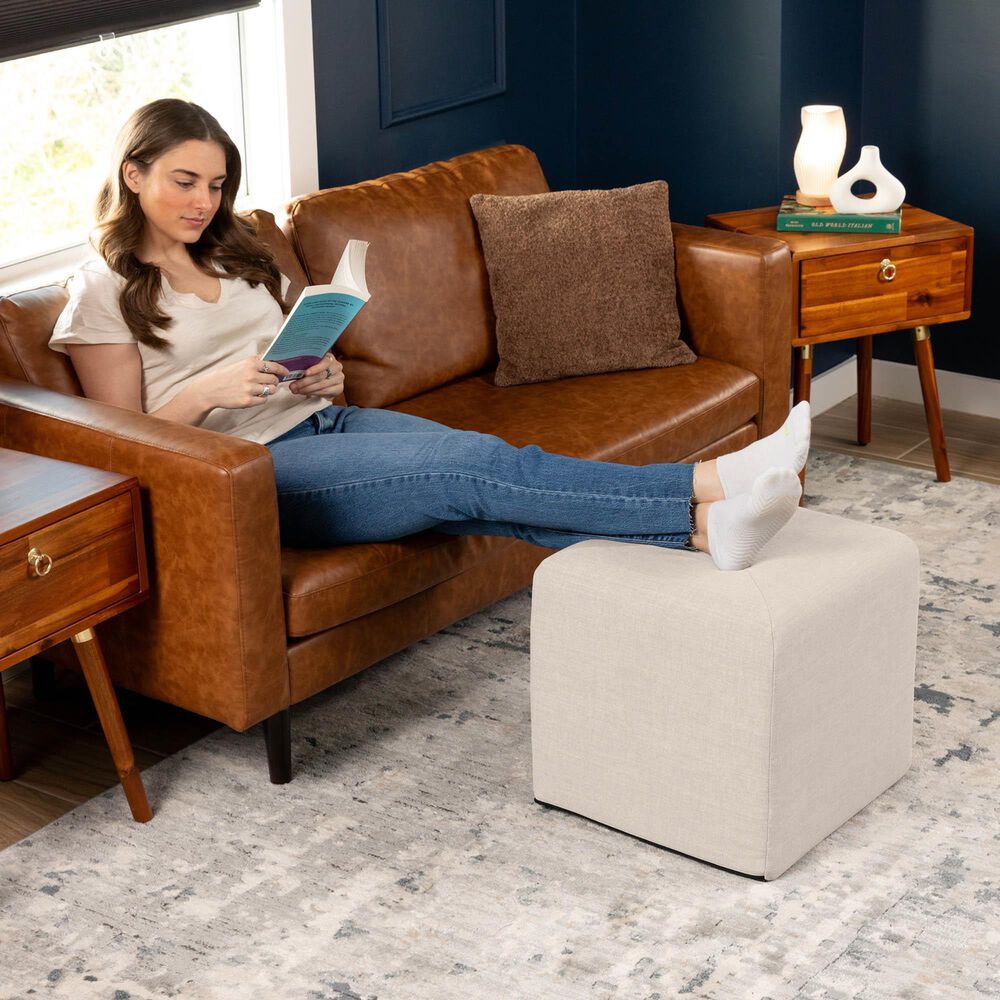Jaxx Monroe Small Ottoman in Mist Light Grey, , large