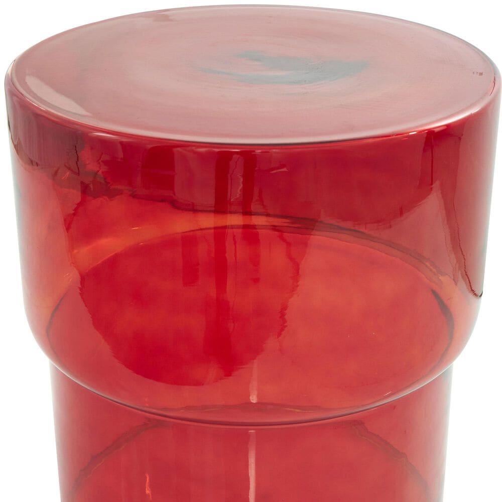 Maple and Jade Glass Modern Accent End Table in Red, , large
