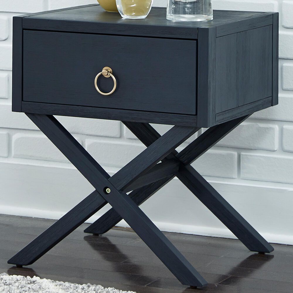 Belle Furnishings Midnight 1-Drawer Accent Table in Blue, , large