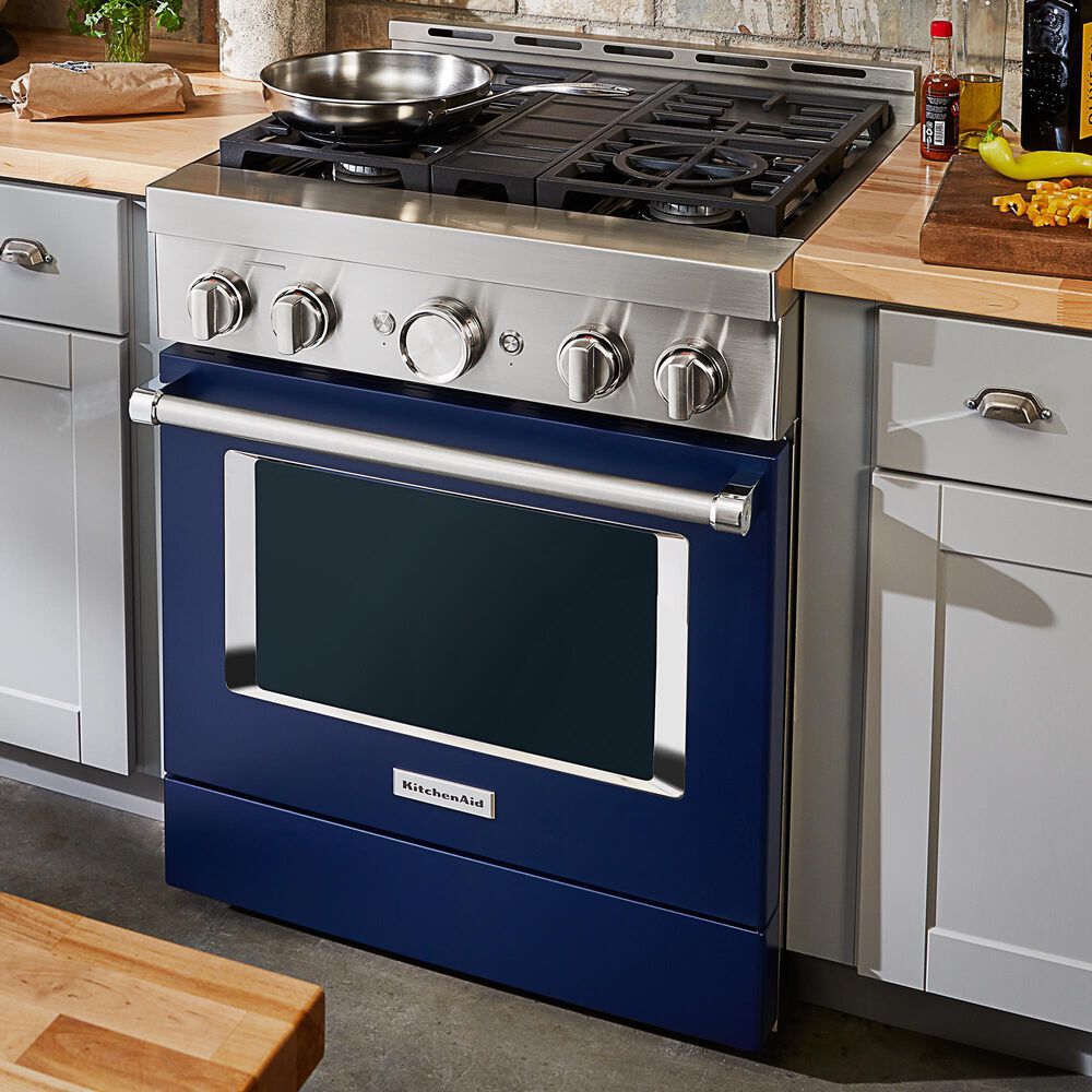 KitchenAid 4.1 Cu. Ft. Freestanding Gas Range with True Convection in Ink Blue, , large